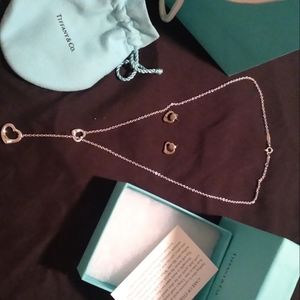 Tiffany & Co. Open Heart Lariat necklace and earrings